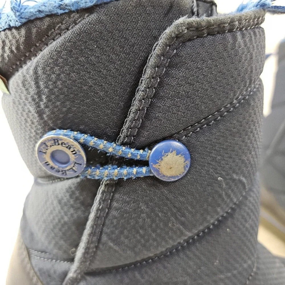 LL Bean Tek Youth Size 2 Navy Blue Winter Snow Boots Insulated Waterproof 505698